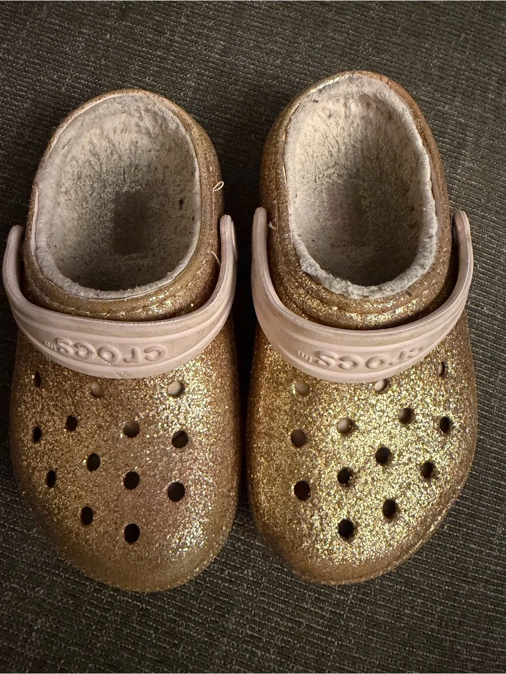 Crocs Kids Classic Glitter Clog - Rose Gold